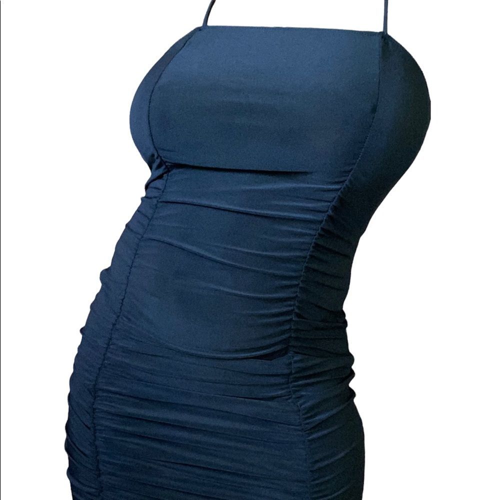 Black silk mini tight dress